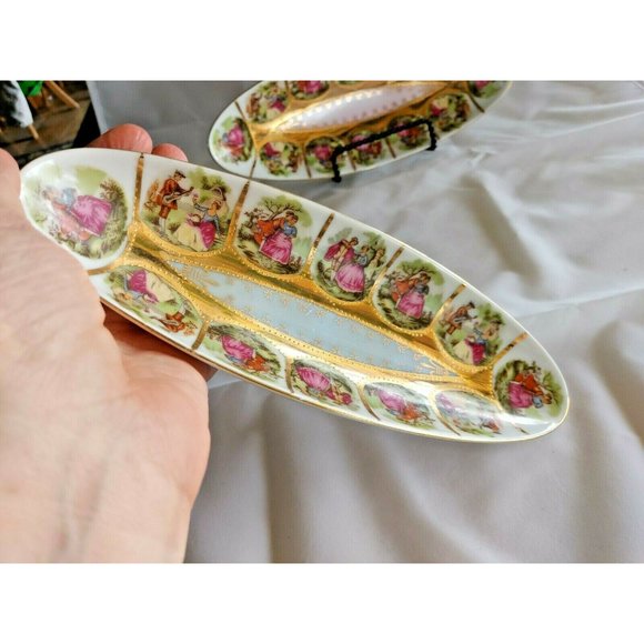 ROYAL VIENNA 1102 OVAL OLIVE CONDIMENTS RELISH SERVING DISH vintage set of 2 - Picture 5 of 10